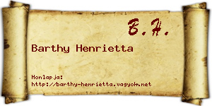 Barthy Henrietta névjegykártya
